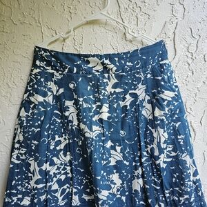 J. Crew Blue and White Floral A-Line Skirt